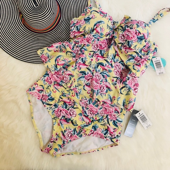 torrid Other - Torrid yellow and pink flamingos bikini, Sz. 1X